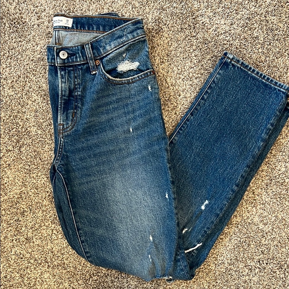 Abercrombie & Fitch Blue Boyfriend Jeans with Distressed Details